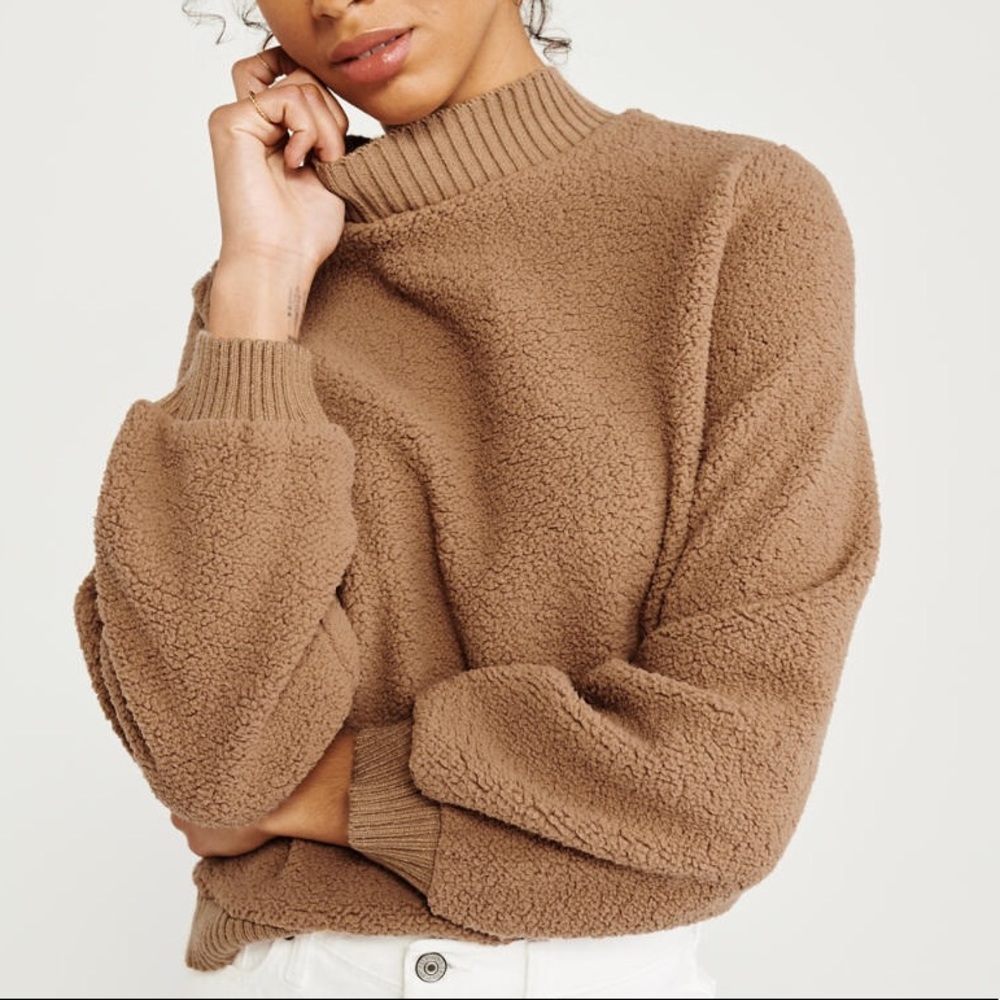 Oversized Sherpa Mock Neck Sweatshirt Henna